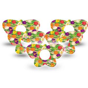 ExpressionMed Tulips Butterfly Infusion Set Tape, 10-Pack, Adorable Florals Vibes, CGM Overlay Patch Design