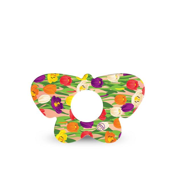 ExpressionMed Tulips Butterfly Infusion Set Tape, 5-Pack, Lovely Florals Themed, CGM Overlay Patch Design