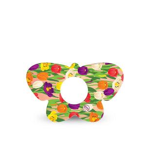 ExpressionMed Tulips Butterfly Infusion Set Tape, 5-Pack, Lovely Florals Themed, CGM Overlay Patch Design