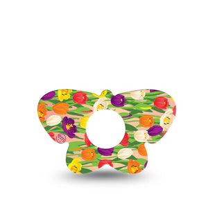 ExpressionMed Tulips Butterfly Infusion Set Tape, 5-Pack, Lovely Florals Themed, CGM Overlay Patch Design