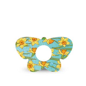 ExpressionMed Daffodils Infusion Set Butterfly Shape 5-Pack Garden Stars Adhesive Tape Continuous Glucose Monitor Design