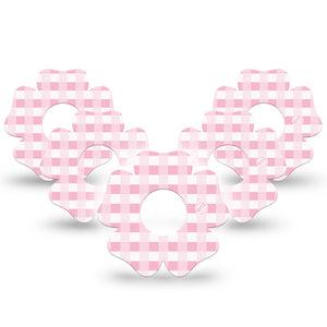 ExpressionMed Pink Gingham Infusion Set Flower Shape Tape 10-Pack Tape Gingham Pattern, Plaster Continuous Glucose Monitor Design