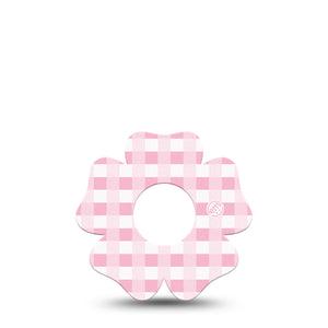 ExpressionMed Pink Gingham Infusion Set Flower Shape Tape 5-Pack Tape Pink Squares, Plaster Continuous Glucose Monitor Design