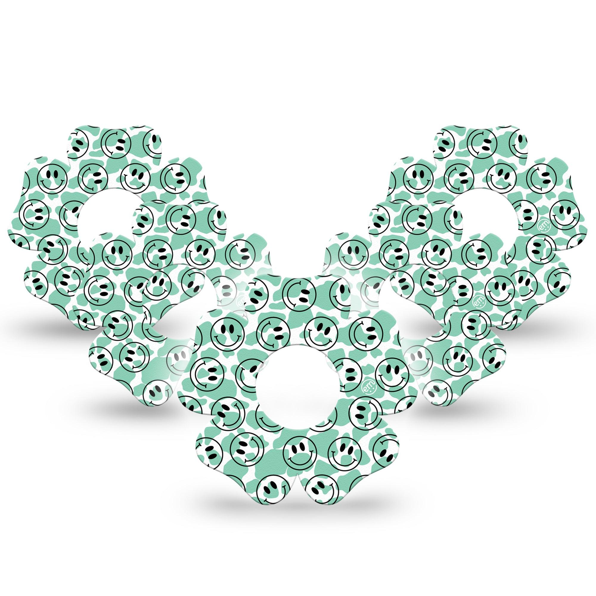 ExpressionMed Happy Cow Print Infusion Set Flower Shape Tape 10-Pack Tape Content Bovine,  Plaster Continuous Glucose Monitor Design