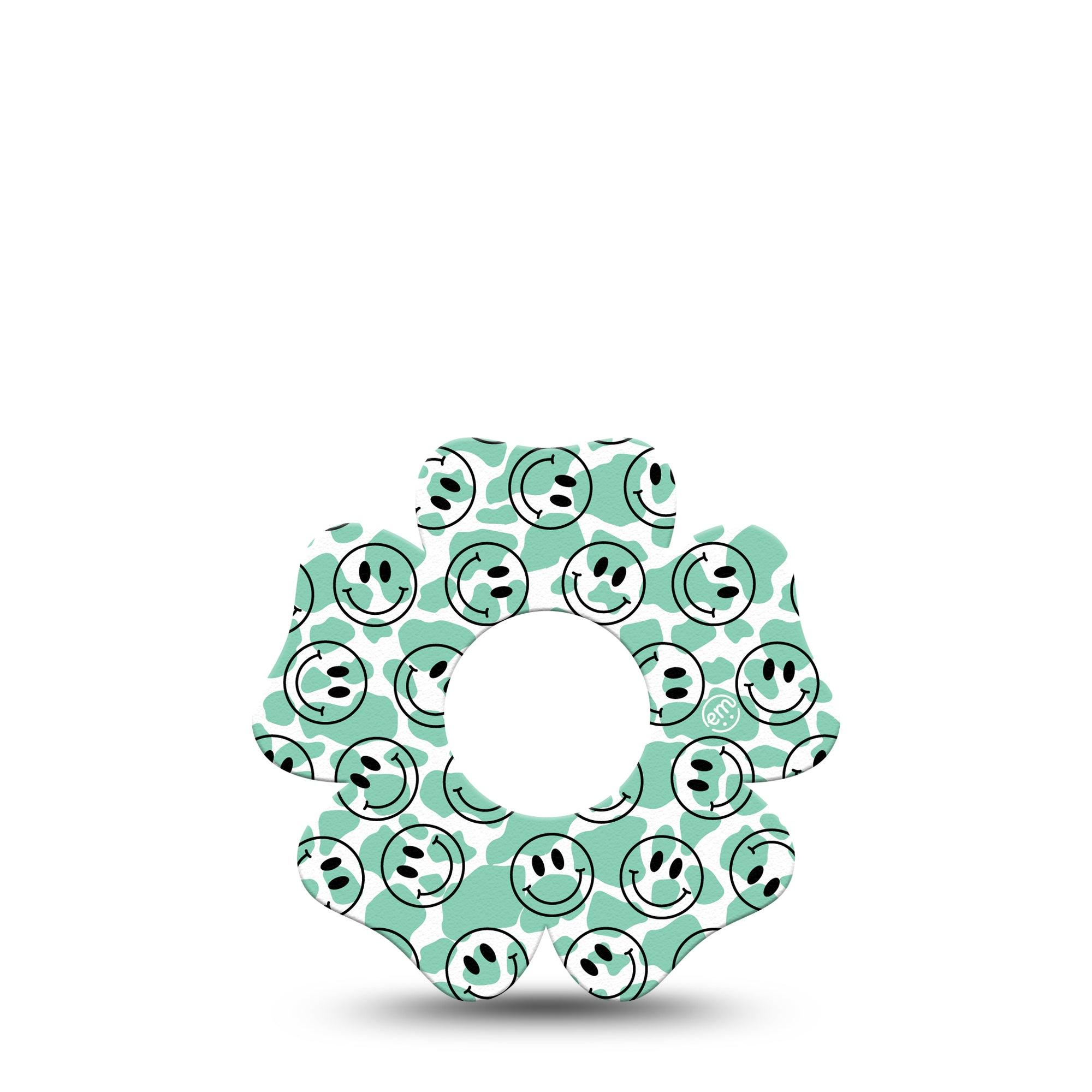 ExpressionMed Happy Cow Print Infusion Set Flower Shape Tape 5-Pack Tape Joyful Cow, Plaster Continuous Glucose Monitor Design