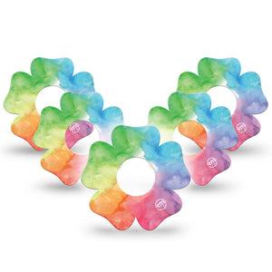 ExpressionMed Rainbow Clouds Flower Infusion Set Tape, 10-Pack, Color Mix Themed, Plaster Patch Design