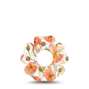 ExpressionMed Peachy Blooms Flower Infusion Set Tape, 5-Pack, Eye-Catching Flowers Themed, Overlay Patch Design