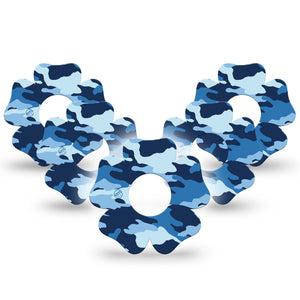 ExpressionMed Blue Camo Infusion Set Flower Shape Tape 10-Pack Tape Cool Camo Plaster Continuous Glucose Monitor Design