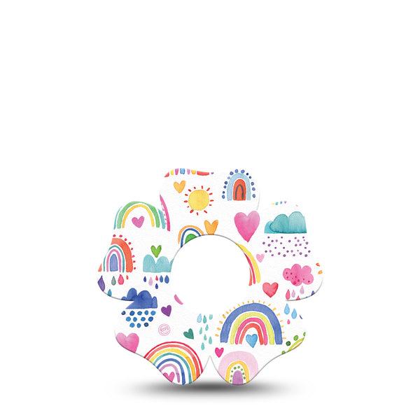 ExpressionMed Rainbows Of Hope Flower Infusion Set Tape, 5-Pack, Colorful Drawing Inspired, Adhesive Patch Design