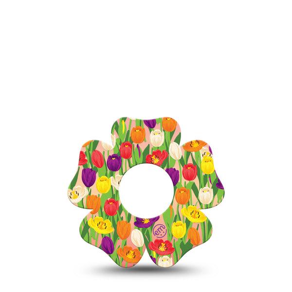 ExpressionMed Tulips Flower Infusion Set Tape, 5-Pack, Fancy Tulips Inspired, Overlay Patch Design