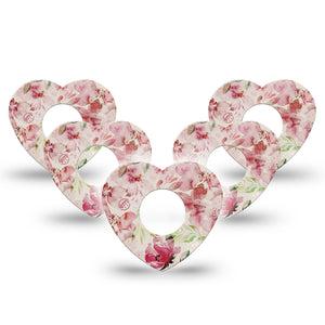 ExpressionMed Ethereal Spring Infusion Set Heart Shape 10-Pack Airy Blooms Adhesive Patch Continuous Glucose Monitor Design