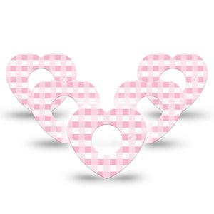 ExpressionMed Pink Gingham Infusion Set Heart Shape Tape 10-Pack Tape Pink Plaid, Adhesive Tape Continuous Glucose Monitor Design