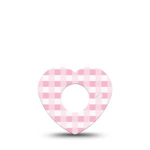 ExpressionMed Pink Gingham Infusion Set Heart Shape Tape 5-Pack Tape Pastel Check, Adhesive Tape Continuous Glucose Monitor Design