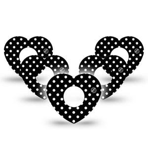ExpressionMed Black and White Polka Dots Infusion Heart 10-pack, Modern Polka Dot Design, Continuous Glucose Monitor, Fixing Ring Patch Design