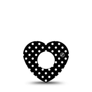 ExpressionMed Black and White Polka Dots Infusion Heart 5-pack, Polka Dot Fashion, Continuous Glucose Monitor, Plaster Patch Design
