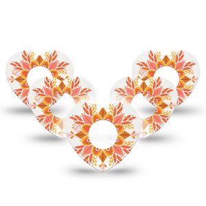 ExpressionMed Psychedelic Mandala Infusion Heart 10-pack, Orange and Yellow Design, CGM Adhesive Patch Design
