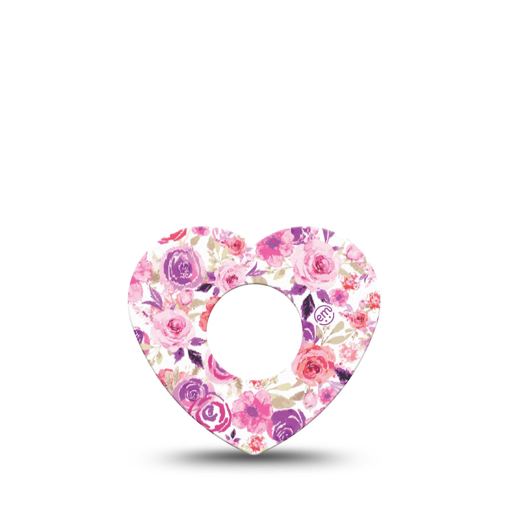 ExpressionMed Romantic Blooms Infusion Set Heart Shape Tape 5-Pack Wildflower Motif Adhesive Patch Continuous Glucose Monitor Design
