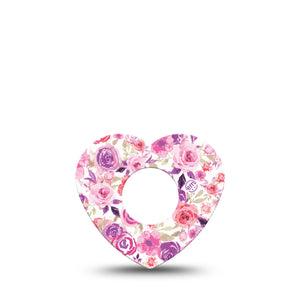 ExpressionMed Romantic Blooms Infusion Set Heart Shape Tape 5-Pack Wildflower Motif Adhesive Patch Continuous Glucose Monitor Design