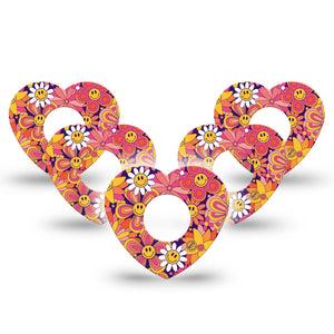 ExpressionMed Groovy Infusion Set Heart Shape Tape 10-Pack flower smiley faces Adhesive Patch Continuous Glucose Monitor Design