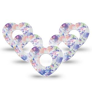 ExpressionMed Dreamy Blooms Infusion Set Heart Shape Tape 10-Pack pastel soft petals Adhesive Patch Continuous Glucose Monitor Design