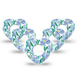 ExpressionMed Hyacinths  Infusion Set Heart Shape 10-Pack Flower Design Adhesive Patch Continuous Glucose Monitor Design