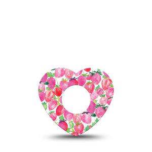 ExpressionMed Strawberry Crush Infusion Set Heart Shape Tape 5-Pack Watercolor strawberry Adhesive Patch Continuous Glucose Monitor Design