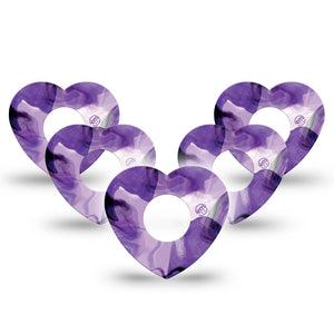 ExpressionMed Purple Storm Infusion Set Heart Shape Tape 10-Pack lacy purple looking texture Adhesive Patch Continuous Glucose Monitor Design