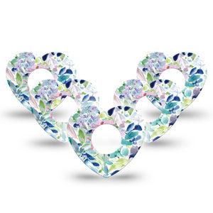 ExpressionMed Subdued Tropics Infusion Set Heart Shape Tape 10-Pack Lightly Painted Tropic Flowers Adhesive Tape Continuous Glucose Monitor Design
