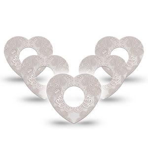 ExpressionMed Vintage Lace Infusion Set Heart Shape Tape 10-Pack Tape Floral Lace, Adhesive Tape Continuous Glucose Monitor Design