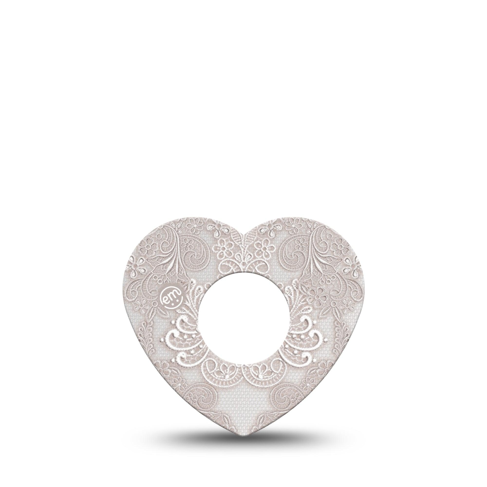 ExpressionMed Vintage Lace Infusion Set Heart Shape Tape 5-Pack Tape Fancy Fabric, Adhesive Tape Continuous Glucose Monitor Design
