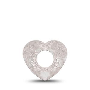 ExpressionMed Vintage Lace Infusion Set Heart Shape Tape 5-Pack Tape Fancy Fabric, Adhesive Tape Continuous Glucose Monitor Design