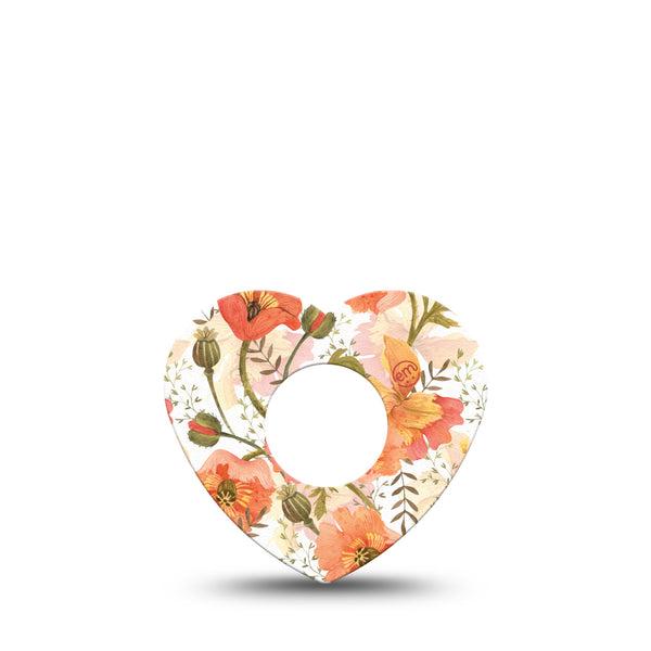 ExpressionMed Peachy Blooms Heart Infusion Set Tape, 5-Pack, Wonderful Florals Themed, Overlay Patch Design