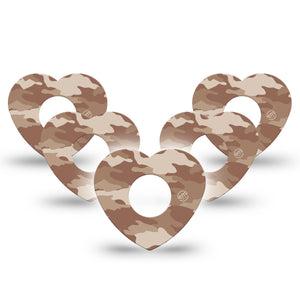ExpressionMed Desert Camo Infusion Set Heart Shape Tape 10-Pack Sandy Motif Adhesive Tape Continuous Glucose Monitor Design
