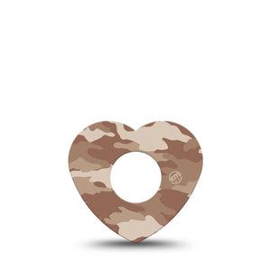ExpressionMed Desert Camo Infusion Set Heart Shape Tape 5-Pack Desert Style Adhesive Tape Continuous Glucose Monitor Design