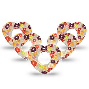 ExpressionMed Citrus Slices Heart Infusion Set Tape, 10-Pack, Delightful Slices Of Fruits Themed, Overlay Patch Design
