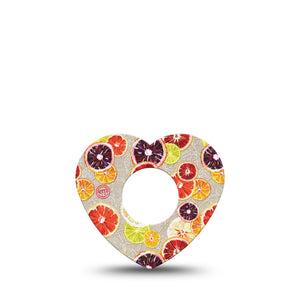 ExpressionMed Citrus Slices Heart Infusion Set Tape, 5-Pack, Bittersweet Fruit Slices Themed, Adhesive Patch Design