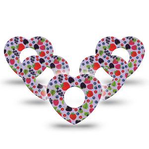 ExpressionMed Wild Berries Heart Infusion Set Tape, 10-Pack, Various Wild Berries Inspired, Plaster Patch Design