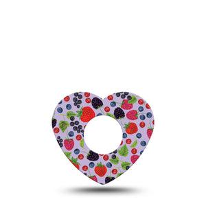 ExpressionMed Wild Berries Heart Infusion Set Tape, 5-Pack, Assorted Berries Themed, Overlay Patch Design