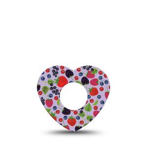 ExpressionMed Wild Berries Heart Infusion Set Tape, 5-Pack, Assorted Berries Themed, Overlay Patch Design