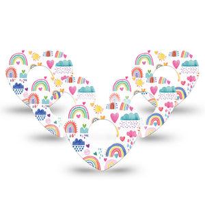 ExpressionMed Rainbows Of Hope Heart Infusion Set Tape, 10-Pack, Prismatic Colors Inspired, Plaster Patch Design