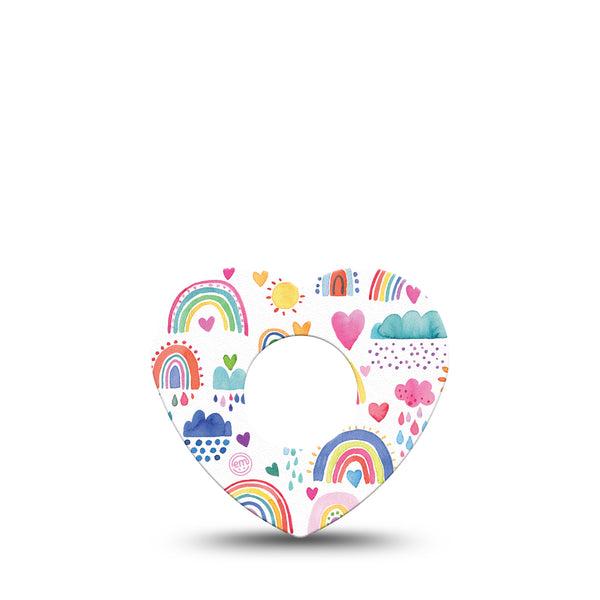 ExpressionMed Rainbows Of Hope Heart Infusion Set Tape, 5-Pack, Kaleidoscopic Rainbows Themed, Overlay Patch Design