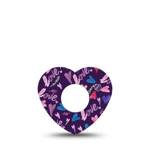 ExpressionMed Watercolor Love Heart Infusion Set Tape, 5-Pack, Love Doodles Themed, Adhesive Patch Design