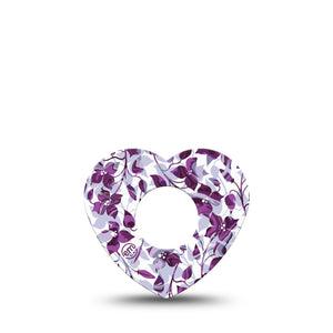 ExpressionMed Textured Petals Infusion Set Heart Shape Tape 5-Pack Tape Lavender Blossoms Adhesive Tape Continuous Glucose Monitor Design
