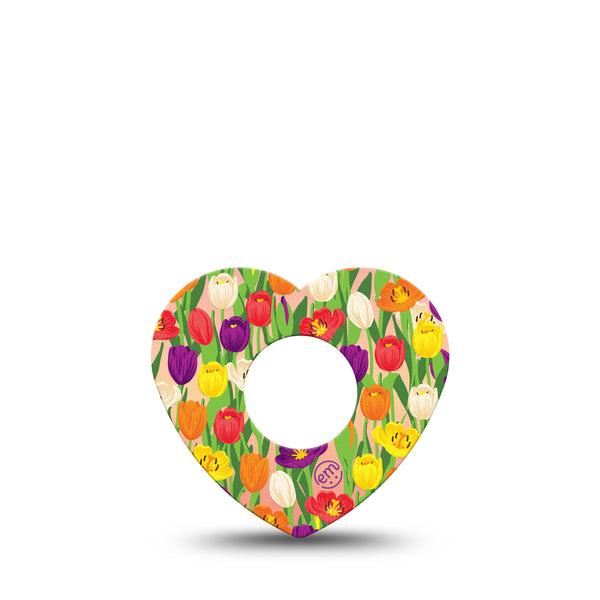ExpressionMed Tulips Heart Infusion Set Tape, 5-Pack, Spring Colorful Florals Themed, Adhesive Patch Design