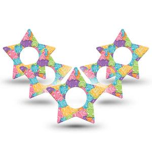 ExpressionMed Gummy Bears Infusion Set Star Shape Tape 10-Pack Wildlife SpeciesFruit Flavors Fixing Ring Patch Continuous Glucose Monitor Design