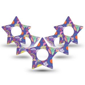 ExpressionMed Purple Flower Infusion Set Star Shape 10-Pack Vibrant Etta Vee Design Overlay Patch Continuous Glucose Monitor Design