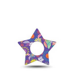 ExpressionMed Purple Flowers Infusion Set Star Shape 5-Pack Exclusive Etta Vee Art Overlay Patch Continuous Glucose Monitor Design