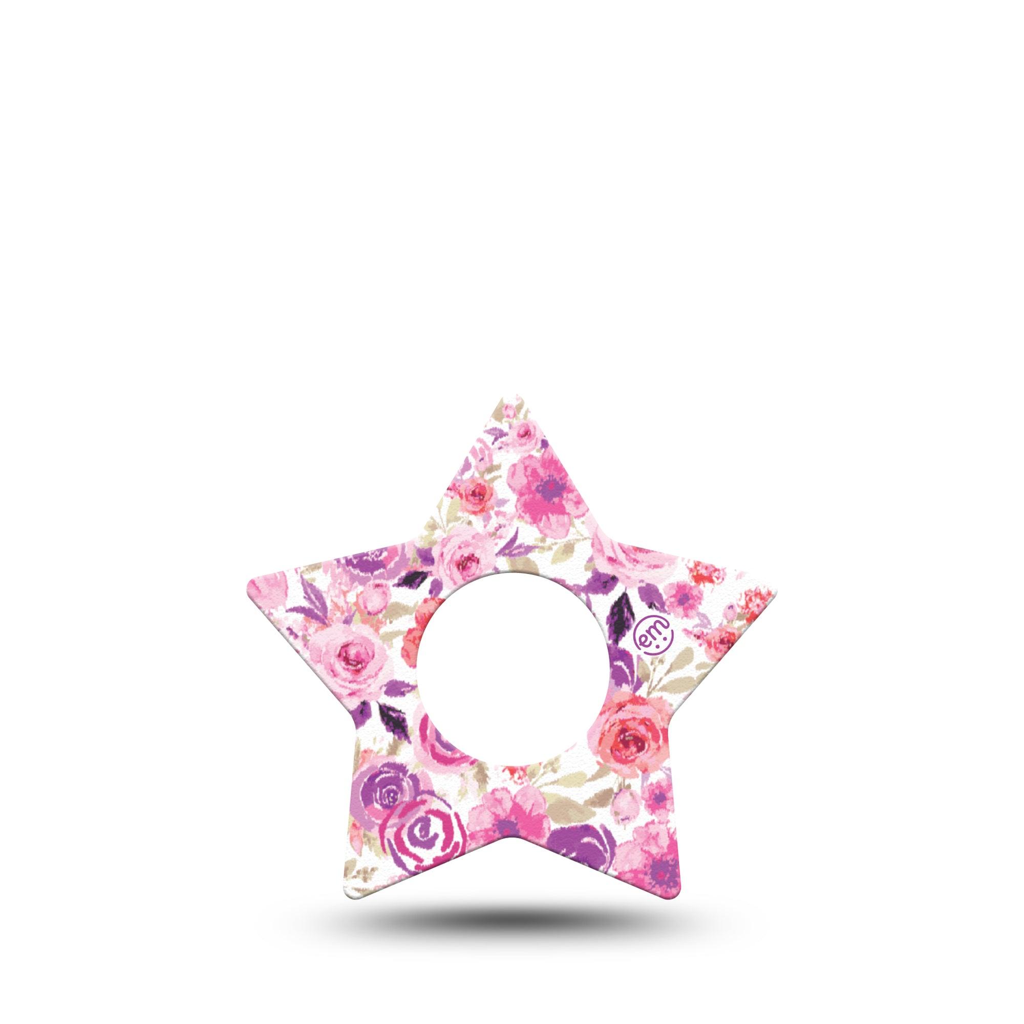 ExpressionMed Romantic Blooms Infusion Set Star Shape Tape 5-Pack Flower Design Overlay Patch Continuous Glucose Monitor Design