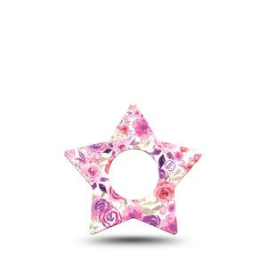 ExpressionMed Romantic Blooms Infusion Set Star Shape Tape 5-Pack Flower Design Overlay Patch Continuous Glucose Monitor Design