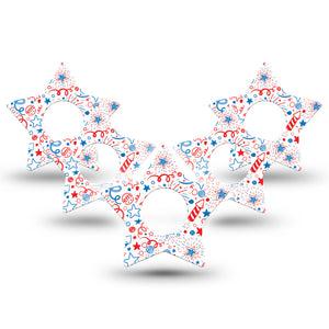 ExpressionMed Firework Doodles Infusion Set Star Shape Tape 10-Pack Firework Sketches Overlay Patch Continuous Glucose Monitor Design